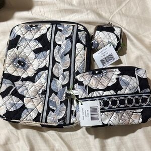 Vera Bradley Black and Cream Floral Clutch Set